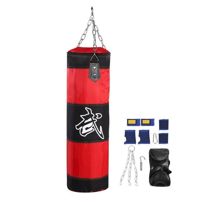 Empty Boxing Sand Bag Set with Gloves Wrist Guard