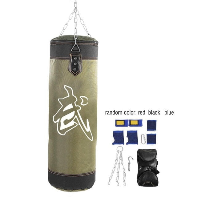 Empty Boxing Sand Bag Set with Gloves Wrist Guard