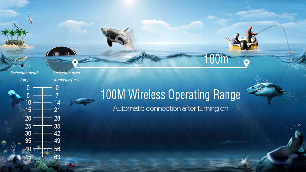 Depth Fish Finder with 100 M Wireless Sonar Sensor Echo Sounder