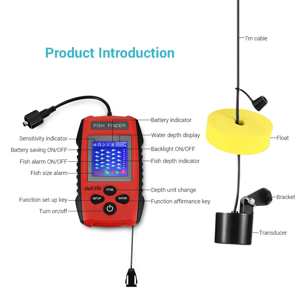 Depth Fish Finder with 100 M Wireless Sonar Sensor Echo Sounder