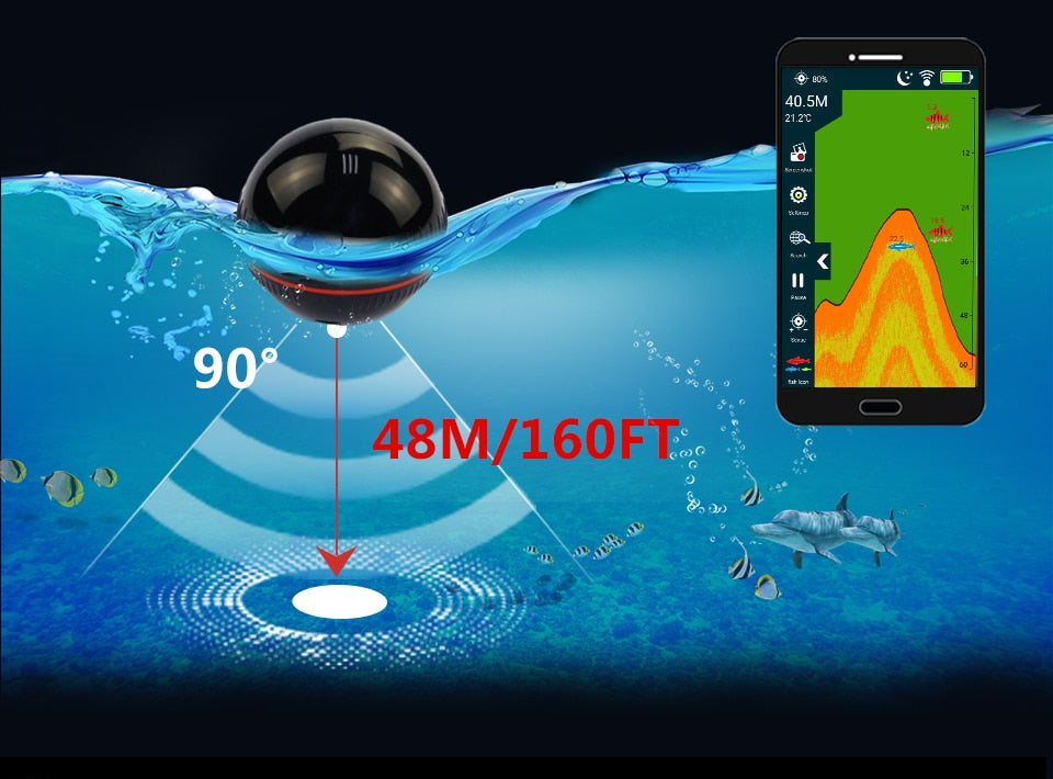 Fish Finder Portable Wireless Sonar Fish Detect With Attracting Fish lamp