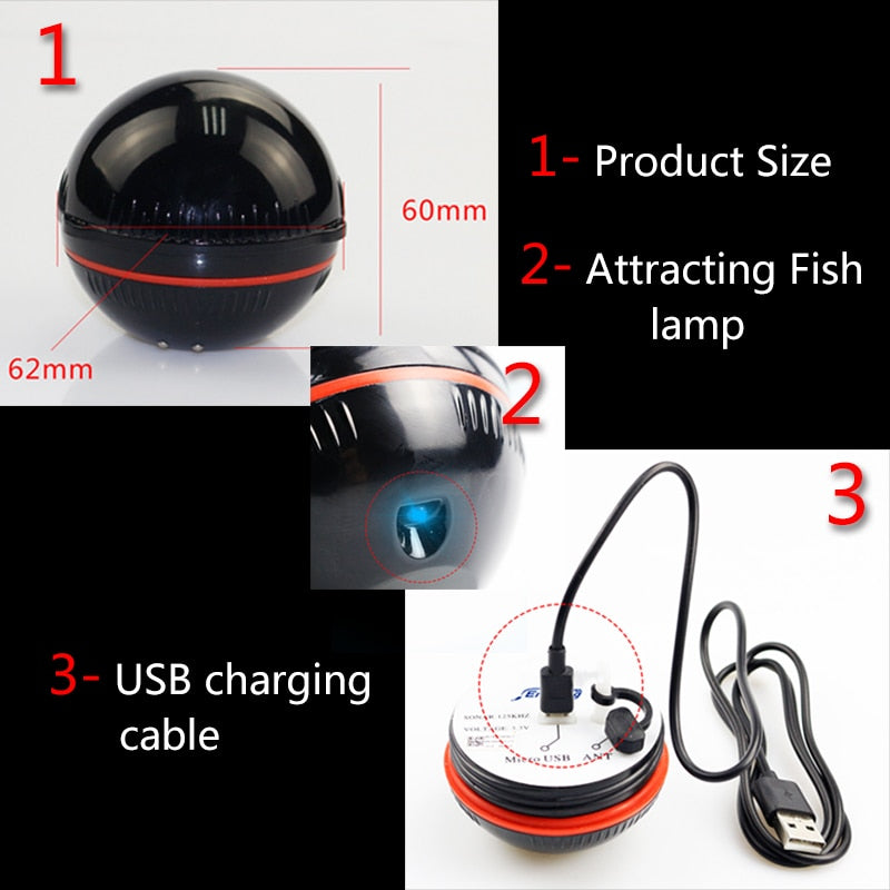 Fish Finder Portable Wireless Sonar Fish Detect With Attracting Fish lamp